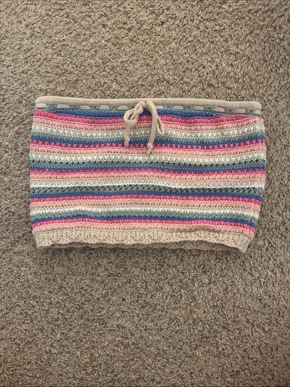 Hollister Pastel Striped Crochet Tube Top